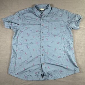 MAGELLAN Fishing Shirt Short Sleeve Classic Fit Lobster Print Blue Mens 2XL